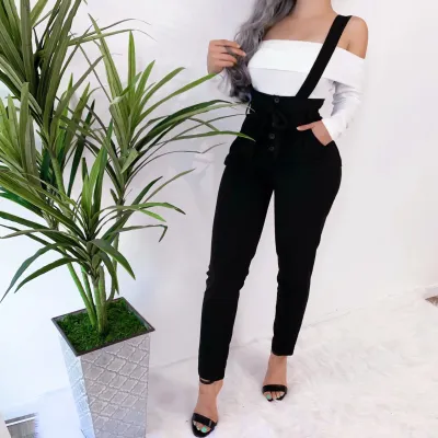 S-XL Button Pocket Decor Lace-up Slacks Pants
