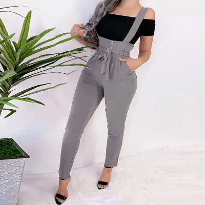 S-XL Button Pocket Decor Lace-up Slacks Pants