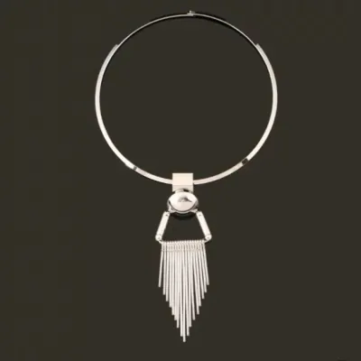 Geometric Circle Tassel Pendant Statement Necklace for Women Alloy Ball Chain