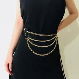 Unique Geometric Design Women Metal Body Chain 80-100cm