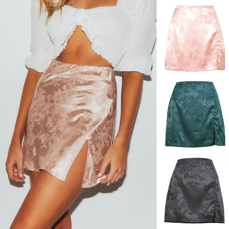 S-XL Jacquard Design Side-slit A-Line Skirts