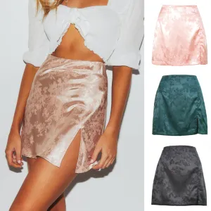 S-XL Jacquard Design Side-slit A-Line Skirts