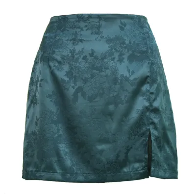 S-XL Jacquard Design Side-slit A-Line Skirts