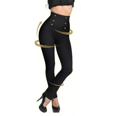 XXS-3XL Black High Waist Hip-lifting Cotton Blend Cropped Pants