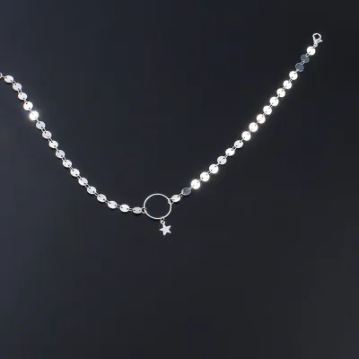 Women Sequin Star Choker Alloy Necklace