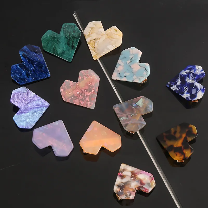 Candy Color Heart-shape Acrylic Hair Clip for Women