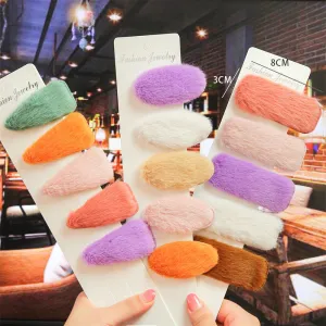 Fashion New Geometric Plush Women Hair Clip Square Oval Rectangle