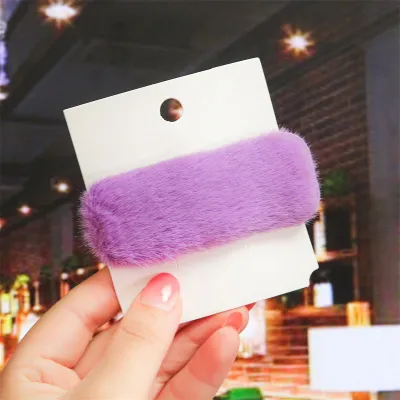 Fashion New Geometric Plush Women Hair Clip Square Oval Rectangle