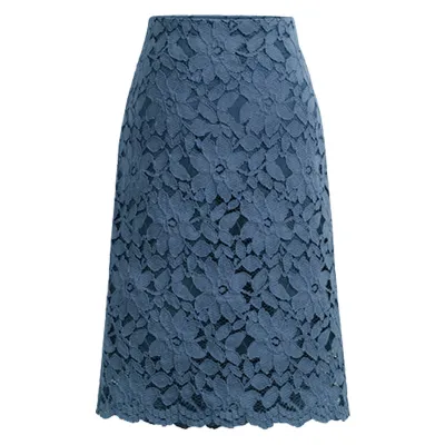 S-6XL Plus Size Elegant Women Lace Mesh Decor Bodycon A-Line Skirts