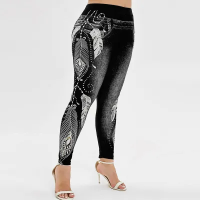 S-5XL Plus Size Women Sexy Hip-lifting Skinny Cropped Leggings