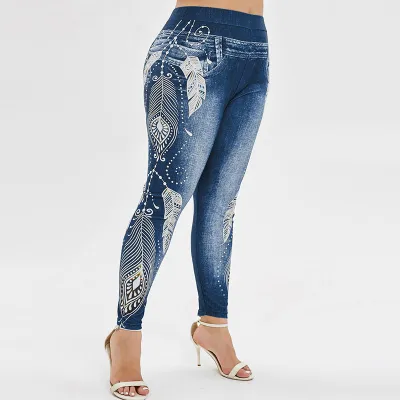 S-5XL Plus Size Women Sexy Hip-lifting Skinny Cropped Leggings