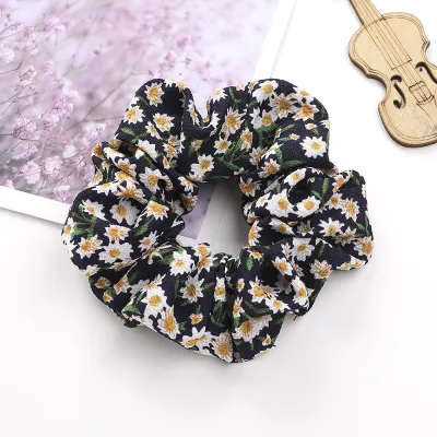 Lovely Daisy Flowers Print Chiffon Elastic Hair Band