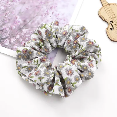Lovely Daisy Flowers Print Chiffon Elastic Hair Band