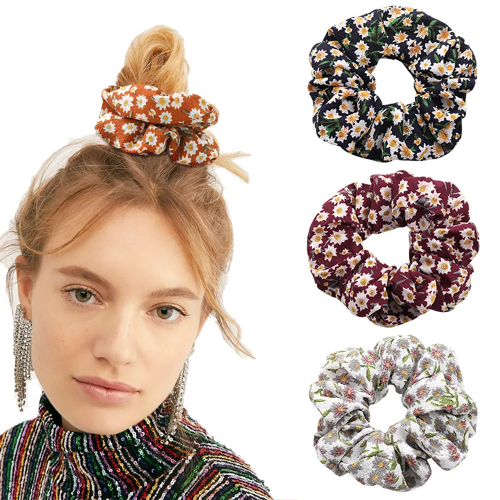 Lovely Daisy Flowers Print Chiffon Elastic Hair Band