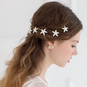 Rhinestone Starfish Decor Bridal Hairstyle Bobby Pins Alloy