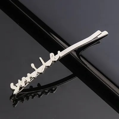 Metal Letter Decor 9K Gold Simple Women Hair Clip