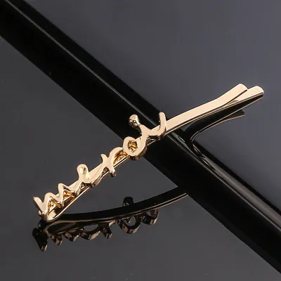 Metal Letter Decor 9K Gold Simple Women Hair Clip