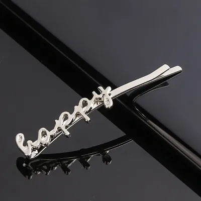 Metal Letter Decor 9K Gold Simple Women Hair Clip