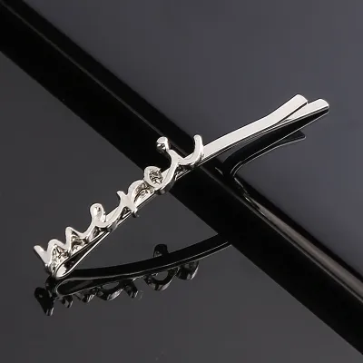 Metal Letter Decor 9K Gold Simple Women Hair Clip