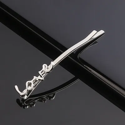 Metal Letter Decor 9K Gold Simple Women Hair Clip