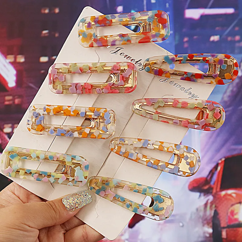 Women Candy Color Geometric Shape Acrylic Hair Clip