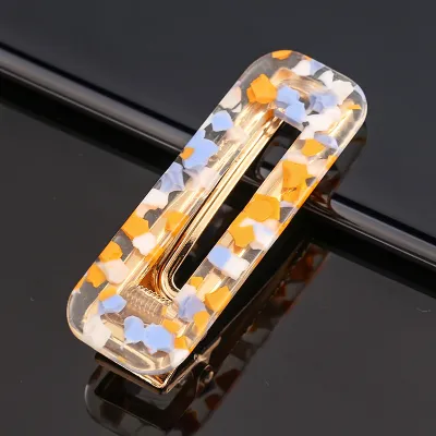 Women Candy Color Geometric Shape Acrylic Hair Clip