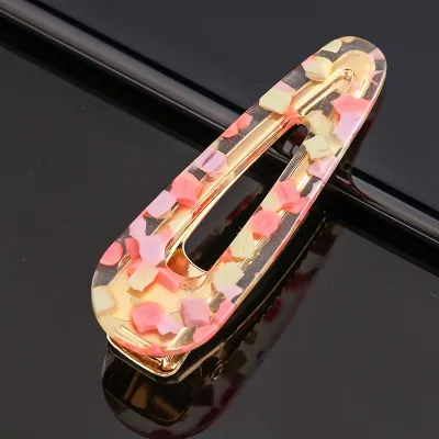 Women Candy Color Geometric Shape Acrylic Hair Clip