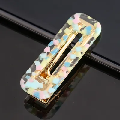 Women Candy Color Geometric Shape Acrylic Hair Clip