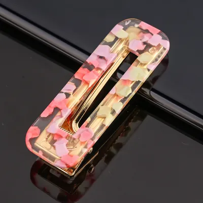 Women Candy Color Geometric Shape Acrylic Hair Clip