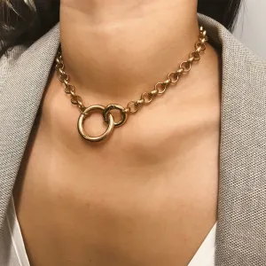 Simple Metal Circle Choker Necklace for Women
