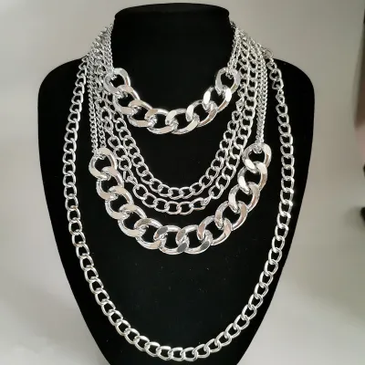Punk Style Thick Chain Women Multilayer Necklace