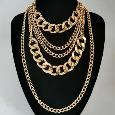 Punk Style Thick Chain Women Multilayer Necklace