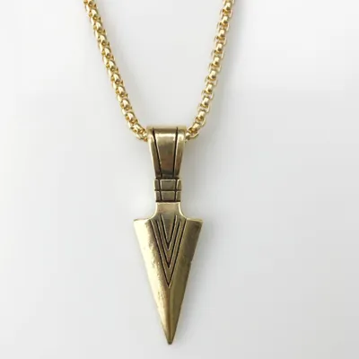 Fashion Arrow Pendant Geometric Triangle Men Alloy Snake Chain Necklace