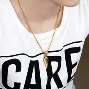 Fashion Arrow Pendant Geometric Triangle Men Alloy Snake Chain Necklace