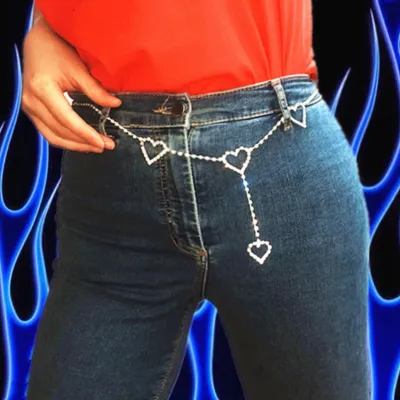 Love Heart Shape Rhinestone Waist Chain Body Jewelry
