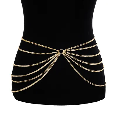 Fashion Metal Circle Multilayer Tassel Chain Body Chain