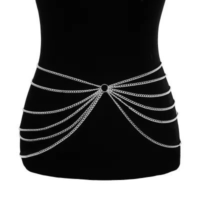 Fashion Metal Circle Multilayer Tassel Chain Body Chain