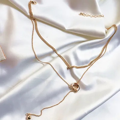 Cross Circle Double-layer Long Tassel Choker Necklace for Women