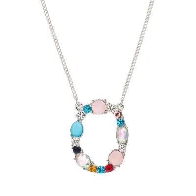 Geometric Zircon 26 English Letter Alphabet Pendant Necklace 25+5cm