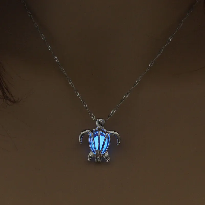 Luminous Hollow Little Turtle Pendant Necklace for Women