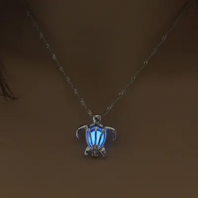 Luminous Hollow Little Turtle Pendant Necklace for Women