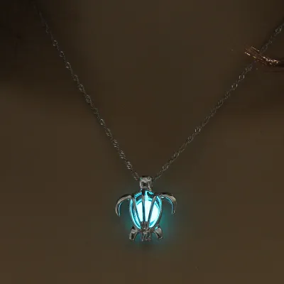 Luminous Hollow Little Turtle Pendant Necklace for Women