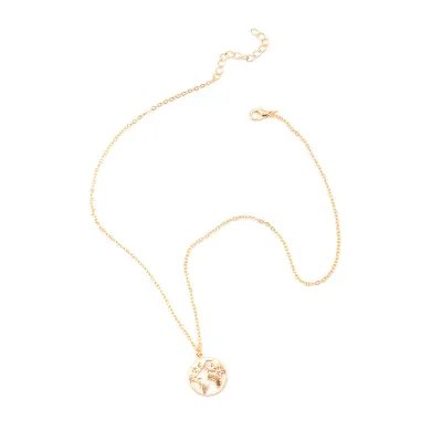 Fashion Creative Circle Map Decor Women Alloy Pendant Necklace