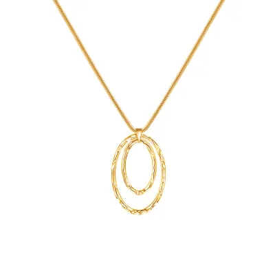 Double Circle Decor Women's Sweater Opera Necklace