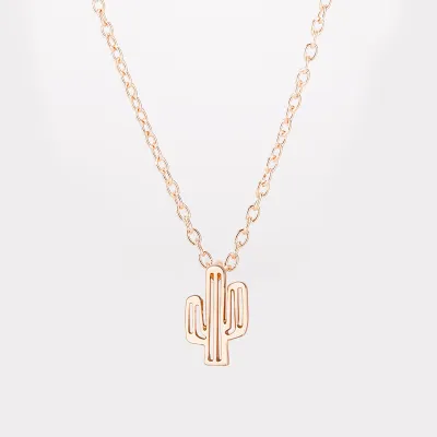 Simple Creative Cactus Decor Women Alloy Choker Necklace