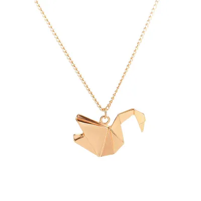 Creative Bird Pendant Design Alloy Water Wave Chain Necklace