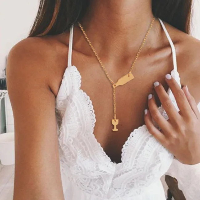 Creative Beer Cup Pendant Tassel Choker Necklace