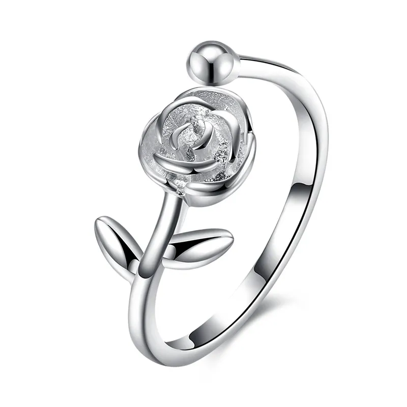 Sweet Lady Flower Shaped Sterling Silver Fashion Ring