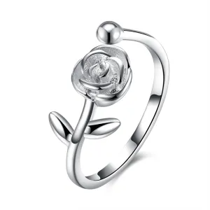 Sweet Lady Flower Shaped Sterling Silver Fashion Ring