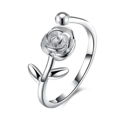 Sweet Lady Flower Shaped Sterling Silver Fashion Ring
